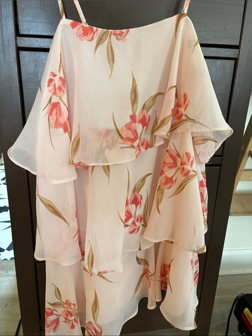 a new day Pink Floral Tiered Ruffle dress